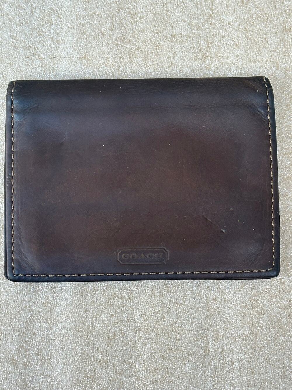 Coach 4658 Removable Pass Case Double ID Window Brown Leather Card Holder Vtg